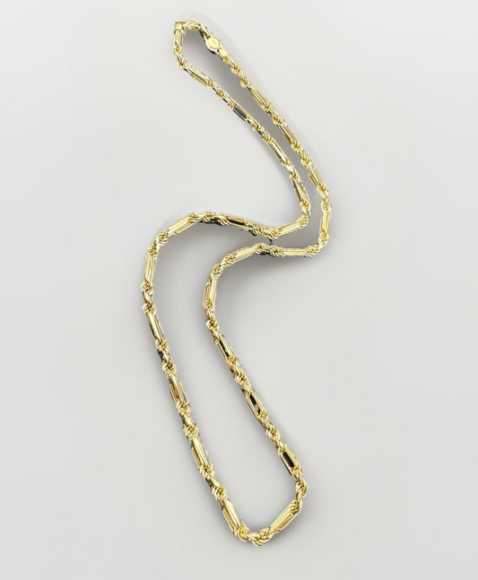 Cadena de eslabones Milano sólida de oro amarillo de 14 quilates, 20 pulgadas, 4.38 mm, 21.8 gramos, elegante