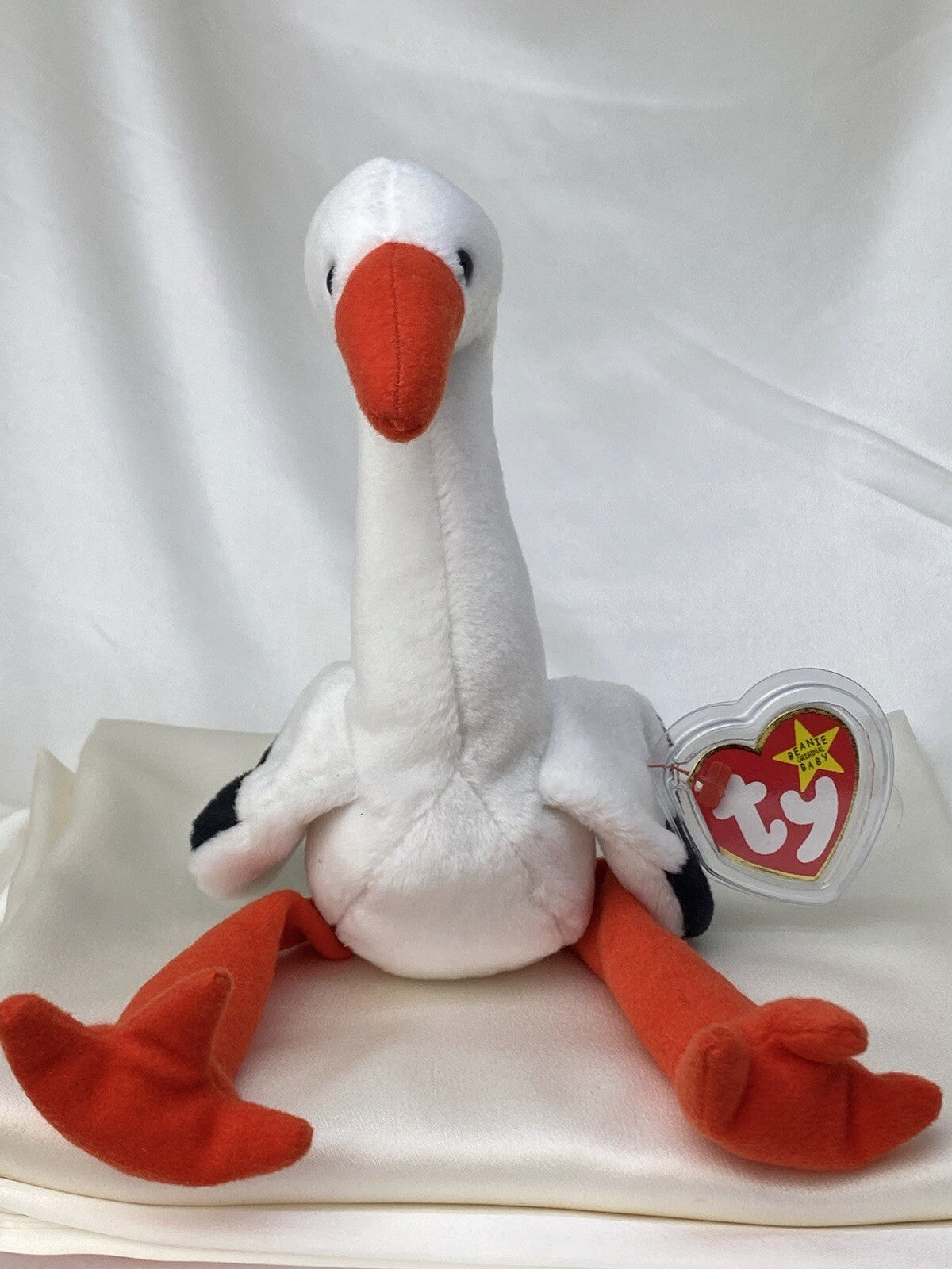 Rare Retired Ty Beanie Baby Stilts The Stork 1998-1999 Mint P.E. Multiple Errors