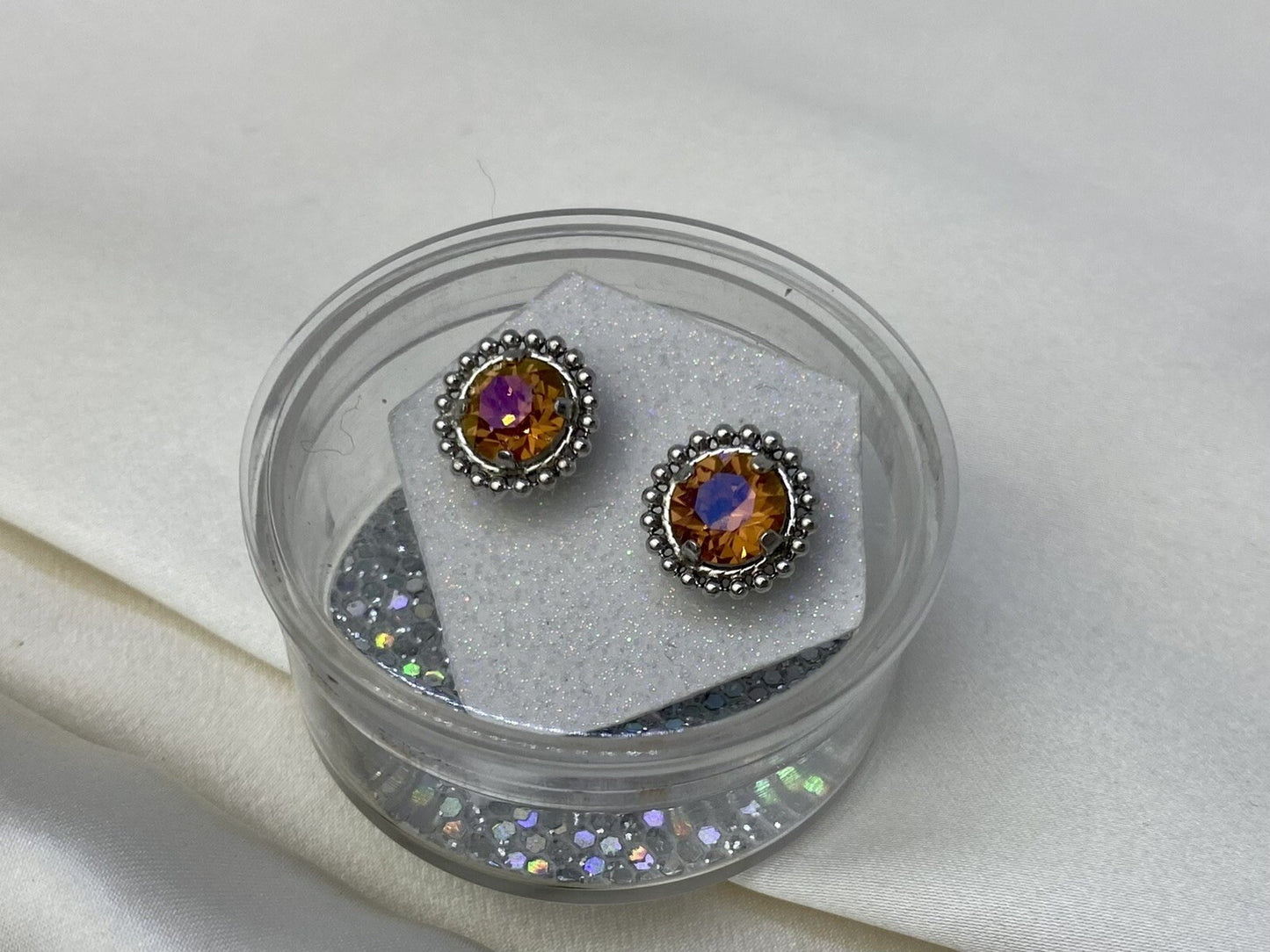 Wind And Fire Jewelry Spectrum Of Color Silver 925 Crystal Fire Stud Earrings