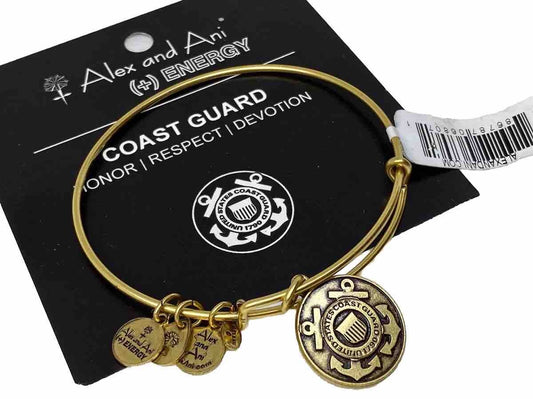 Brazalete con dije Alex and Ani US Coast Guard Honor Rafaelian Gold