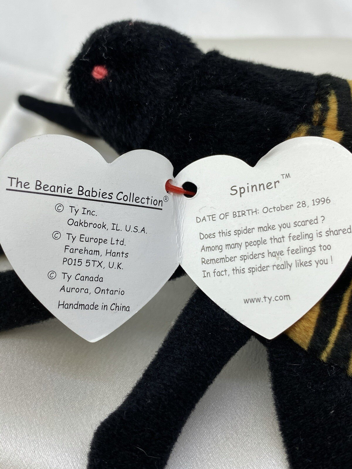 Rare Retired Ty Beanie Baby Spinner The Spider 1996-1997 Mint Pellets W Errors