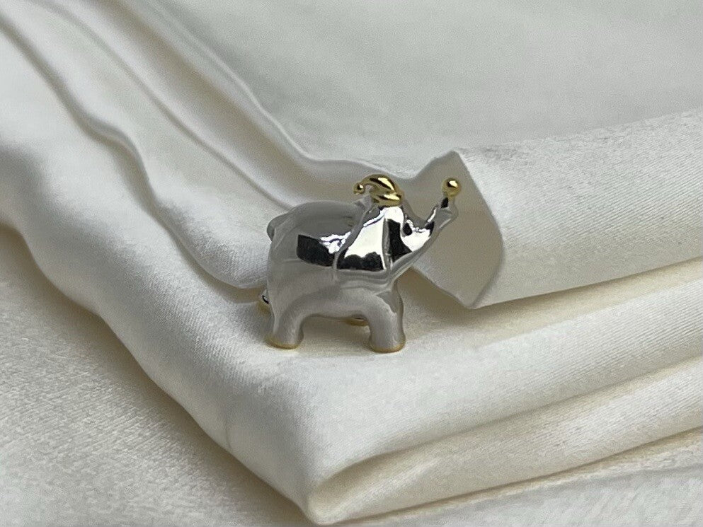 Sterling Silver 925 Lucky Elephant Playing with Hat & Ball European Charm