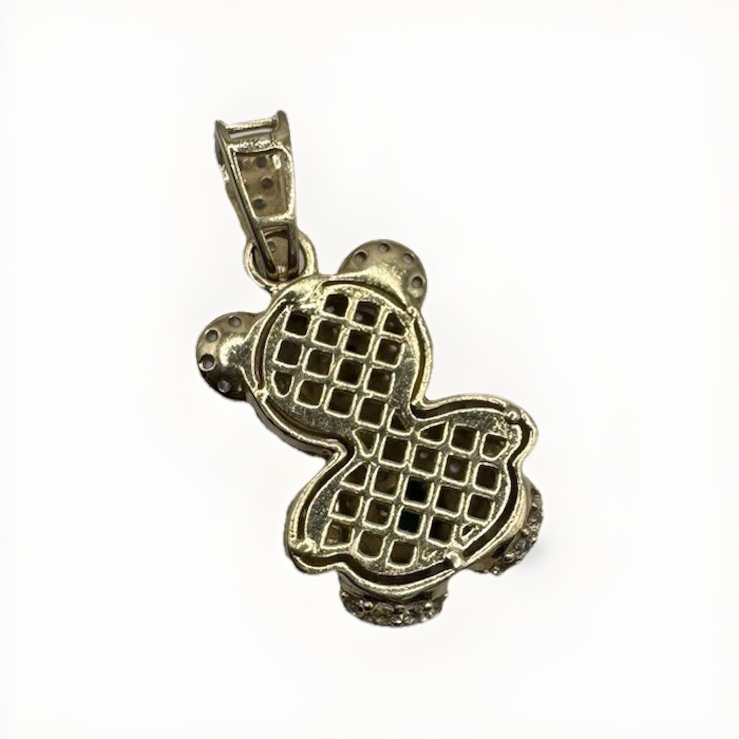 Colgante de oso de peluche de oro de 14 quilates con circonita verde de 28,76x14,88 mm y 4,4 g, Beltran Jewelry