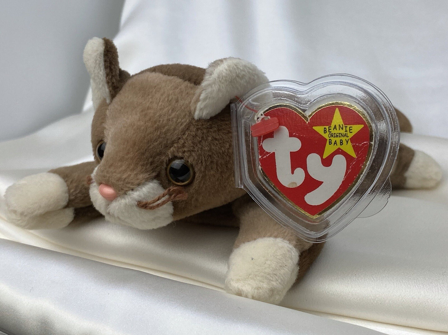 Rare Retired Ty Beanie Baby Pounce The Cat 1997 Mint P.V.C.Pellets With Errors