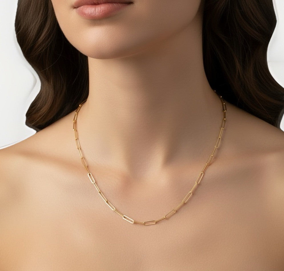 14K Yellow Gold Paperclip Chain Necklace 22in 2.54mm 5.9 Grams
