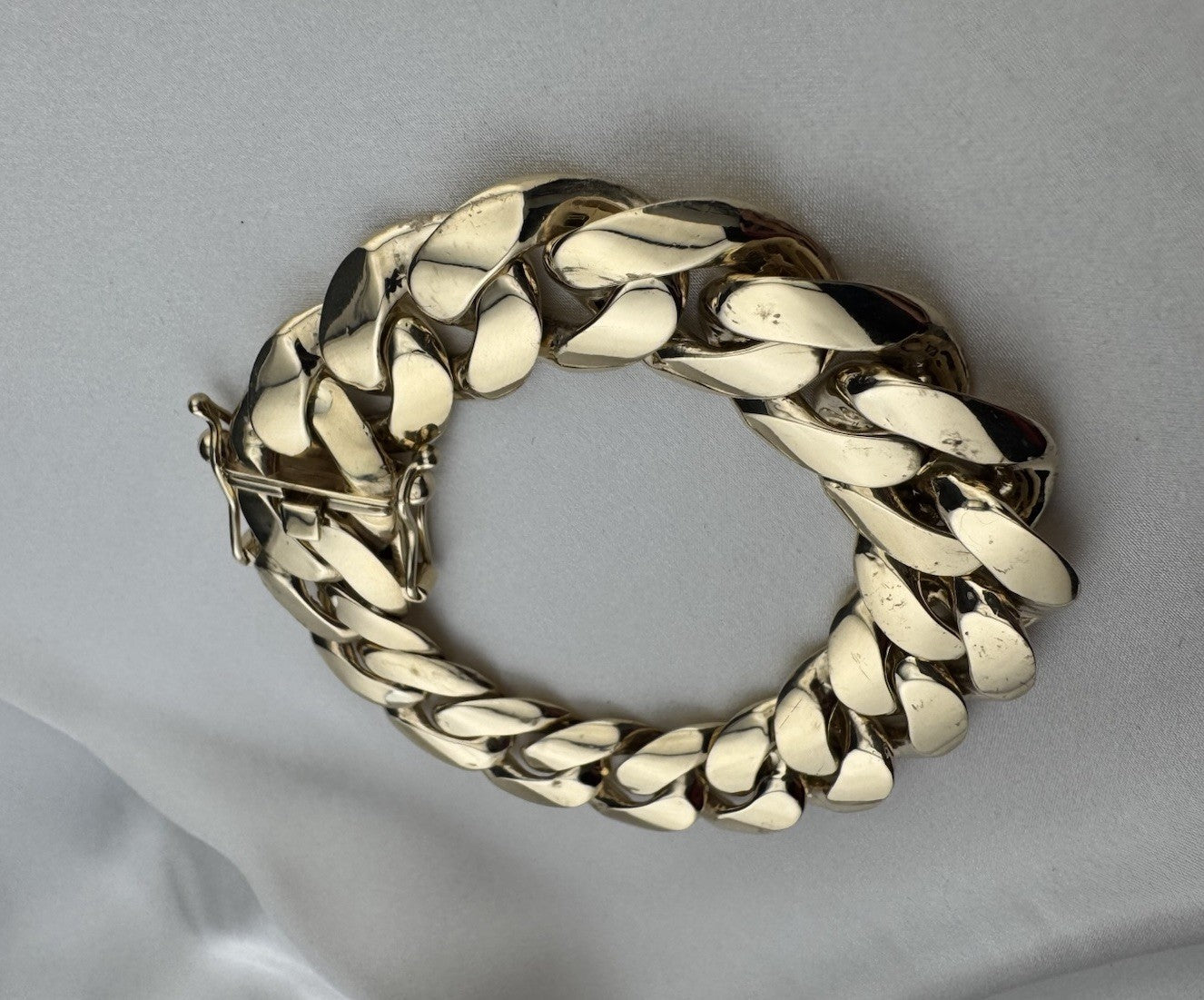 14K Yellow Gold Miami Cuban Link Bracelet 17.6mm 8.2” 45.8G Semi-Solid Box Lock