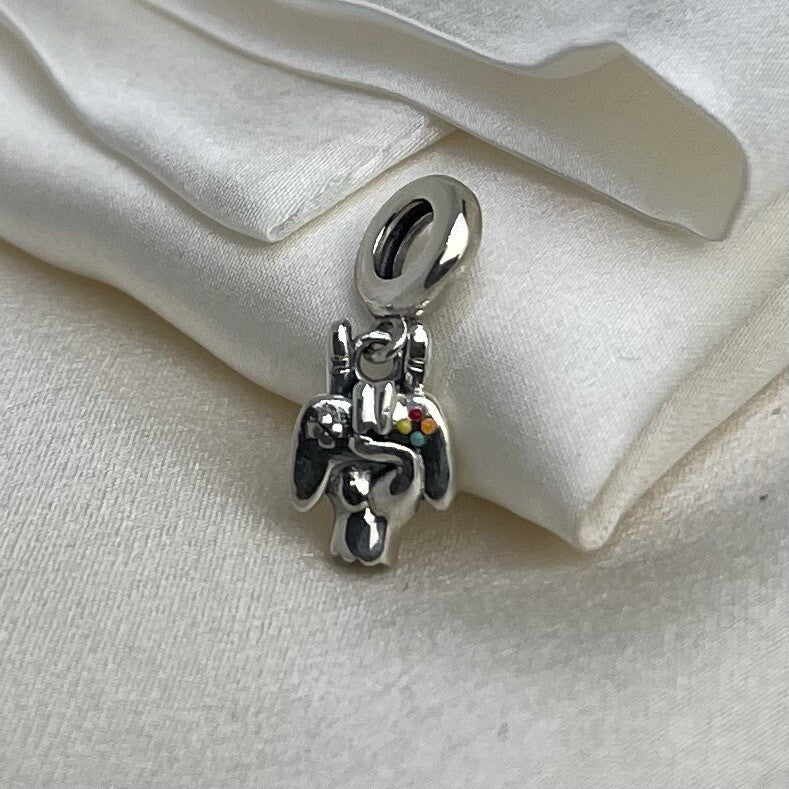Colgante Charm Columpio Consola Videojuego Esmaltado Plata de Ley 925 Rock and Roll