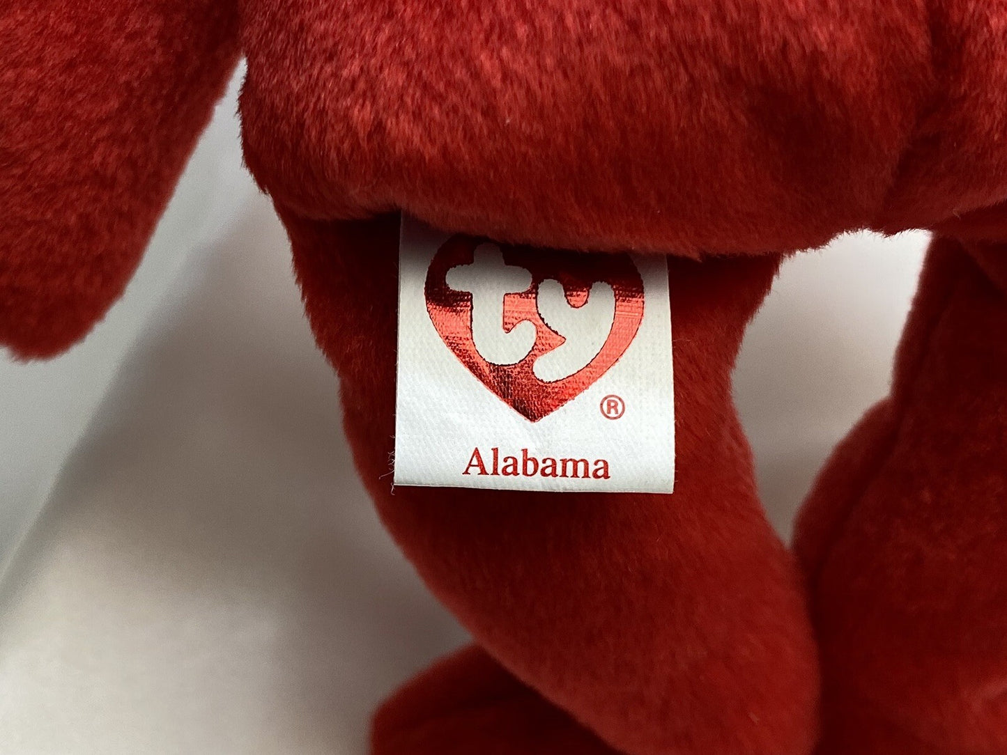 Ty Beanie Baby Alabama I Love Alabama Plush Red Bear Hang Tag Protector 2005