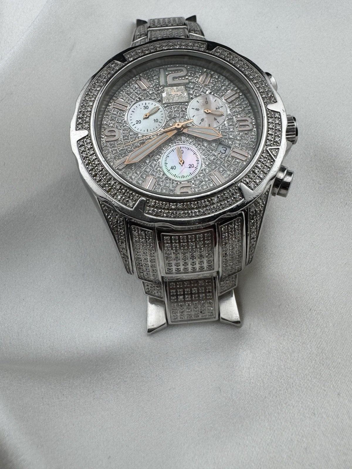 IceLink Aqua Terra 1414 Chronograph 7.00ct Diamond Watch Iced Out Silver 45mm