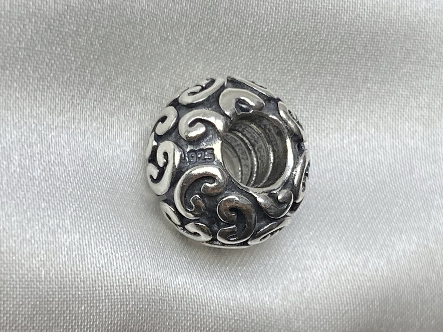 Pandora ALE Sterling Silver 925 Swirl Baroque Bead Ball 7mm European Charm Rare