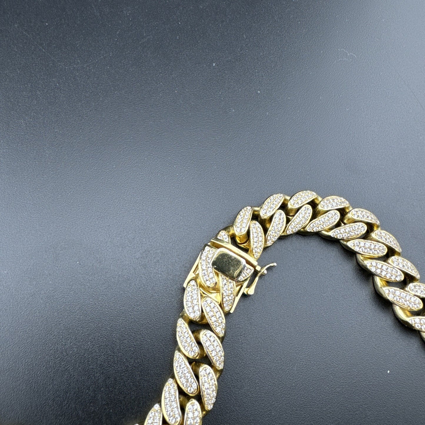 Sterling Silver 925 191G Gold Plated Miami Cuban Chain Fully Iced, 22in, 11.65mm