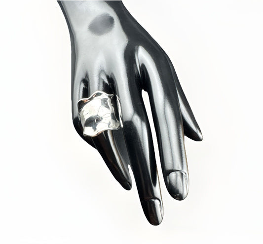 Anillo de plata 925 tailandés con onda ondulada 3D, tamaño 7,75 (24,24 mm), 8,4 gramos, diseño llamativo