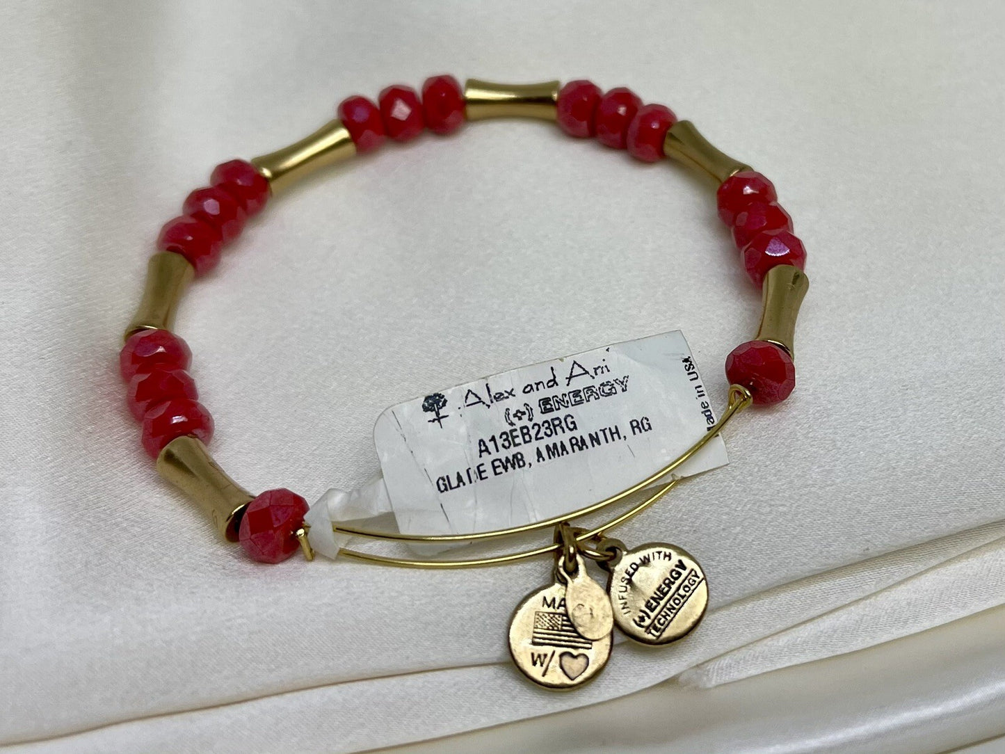Alex and Ani Red Glade Amaranth Rafaelian Gold Wrap Bangle