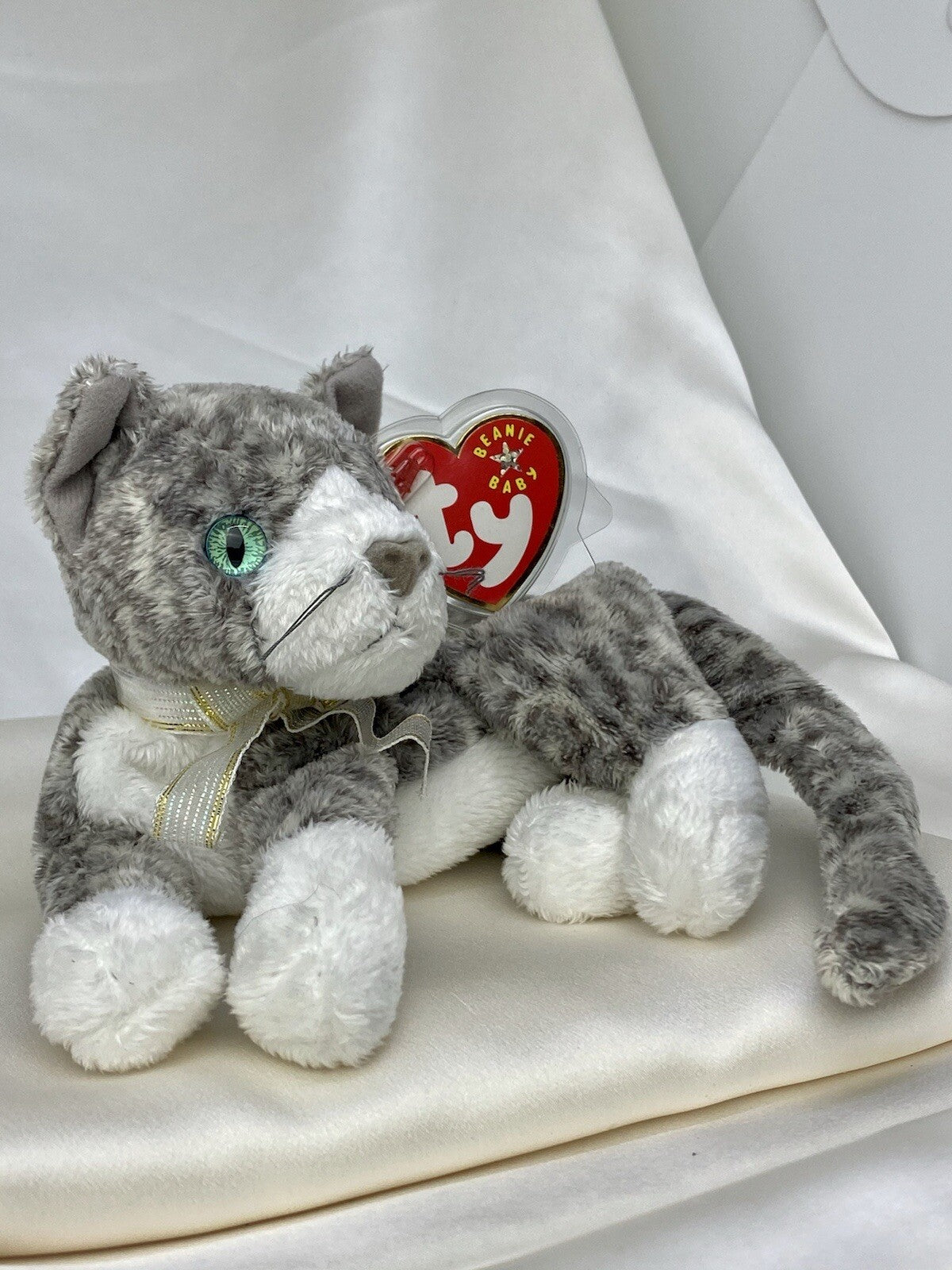 Rare Retired Ty Beanie Baby Purr The Cat 2000 Mint P.E. Pellets With Errors