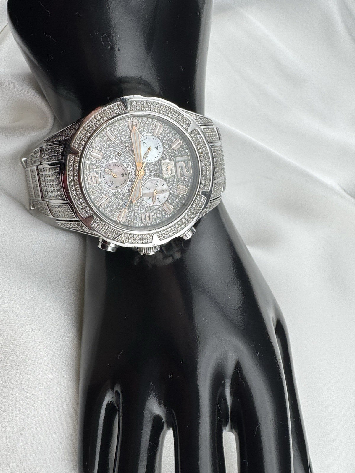 IceLink Aqua Terra 1414 Chronograph 7.00ct Diamond Watch Iced Out Silver 45mm