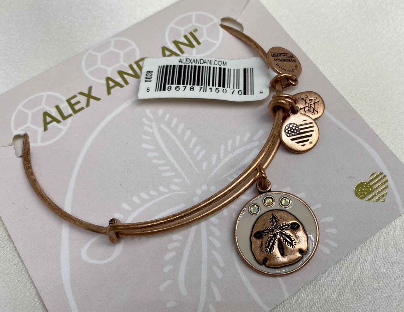 Alex and Ani Sand Dollar IV Color Infusion Rafaelian Rose Gold Charm Bangle