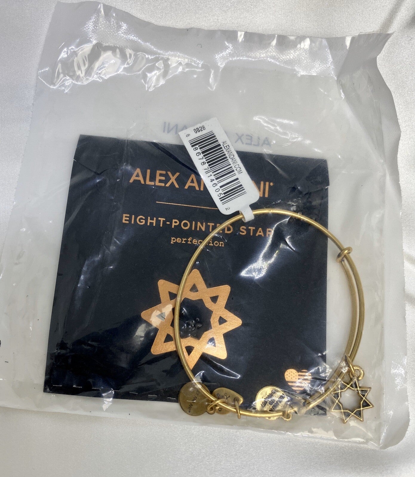 Alex and Ani Eight-Pointed Star Rafaelian Gold Charm Bangle Bracelet