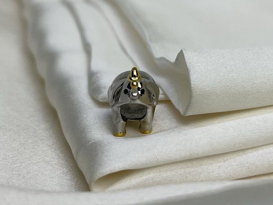 Sterling Silver 925 Lucky Elephant Playing with Hat & Ball European Charm