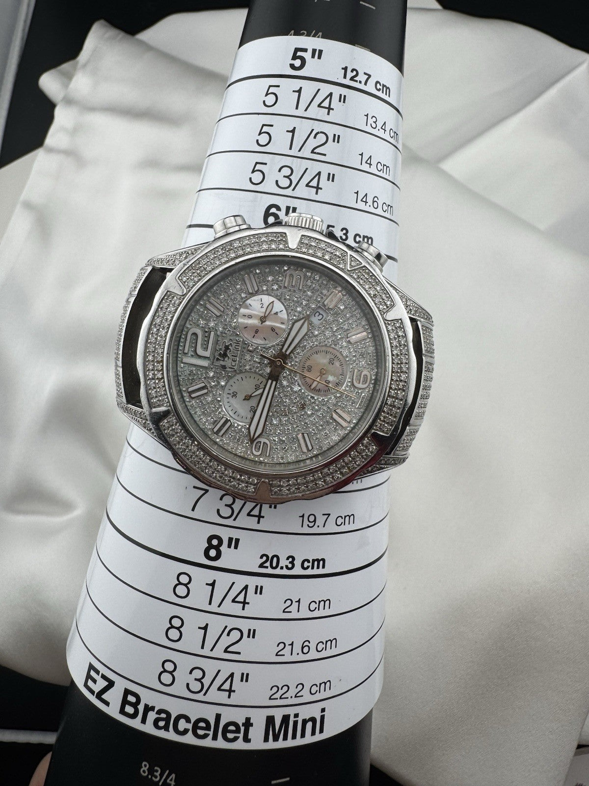 IceLink Aqua Terra 1414 Chronograph 7.00ct Diamond Watch Iced Out Silver 45mm