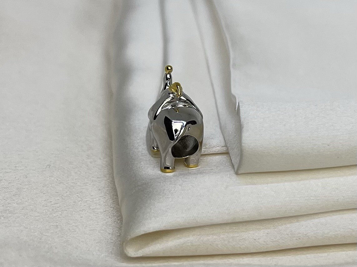 Sterling Silver 925 Lucky Elephant Playing with Hat & Ball European Charm