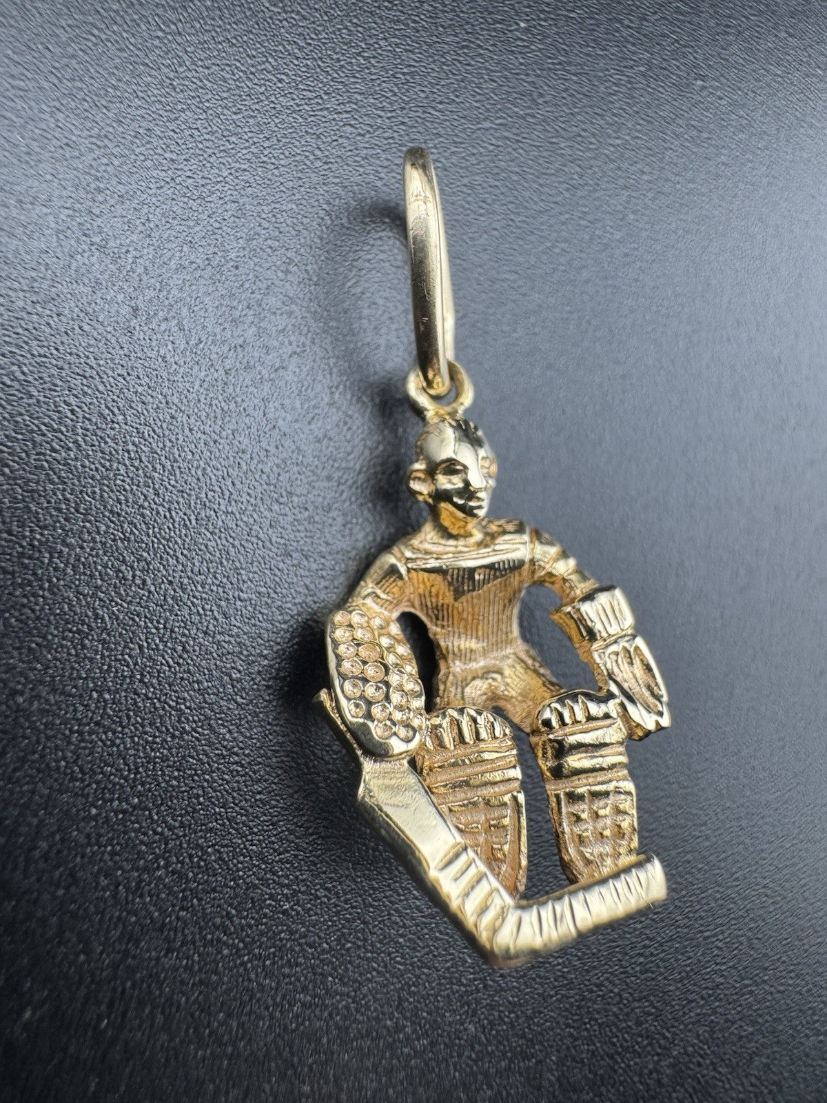 14K Solid Gold Hockey Player Charm Pendant 4.4 Grams 23x14mm Stick Sports Gift