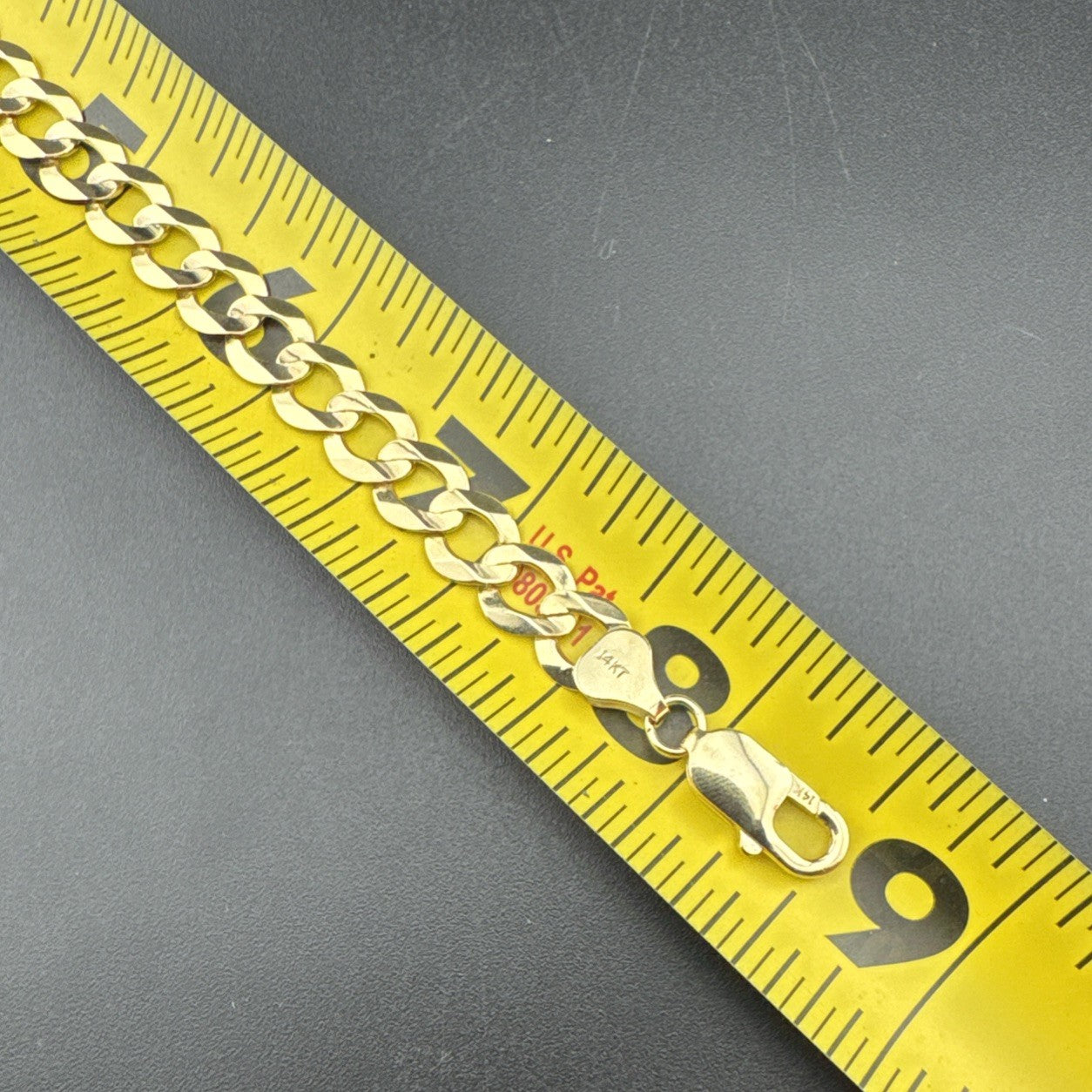 Pulsera de cadena de eslabones cubanos de oro amarillo de 14 quilates de 8,5 pulgadas y 8,26 mm 12,5 gramos clásica atrevida