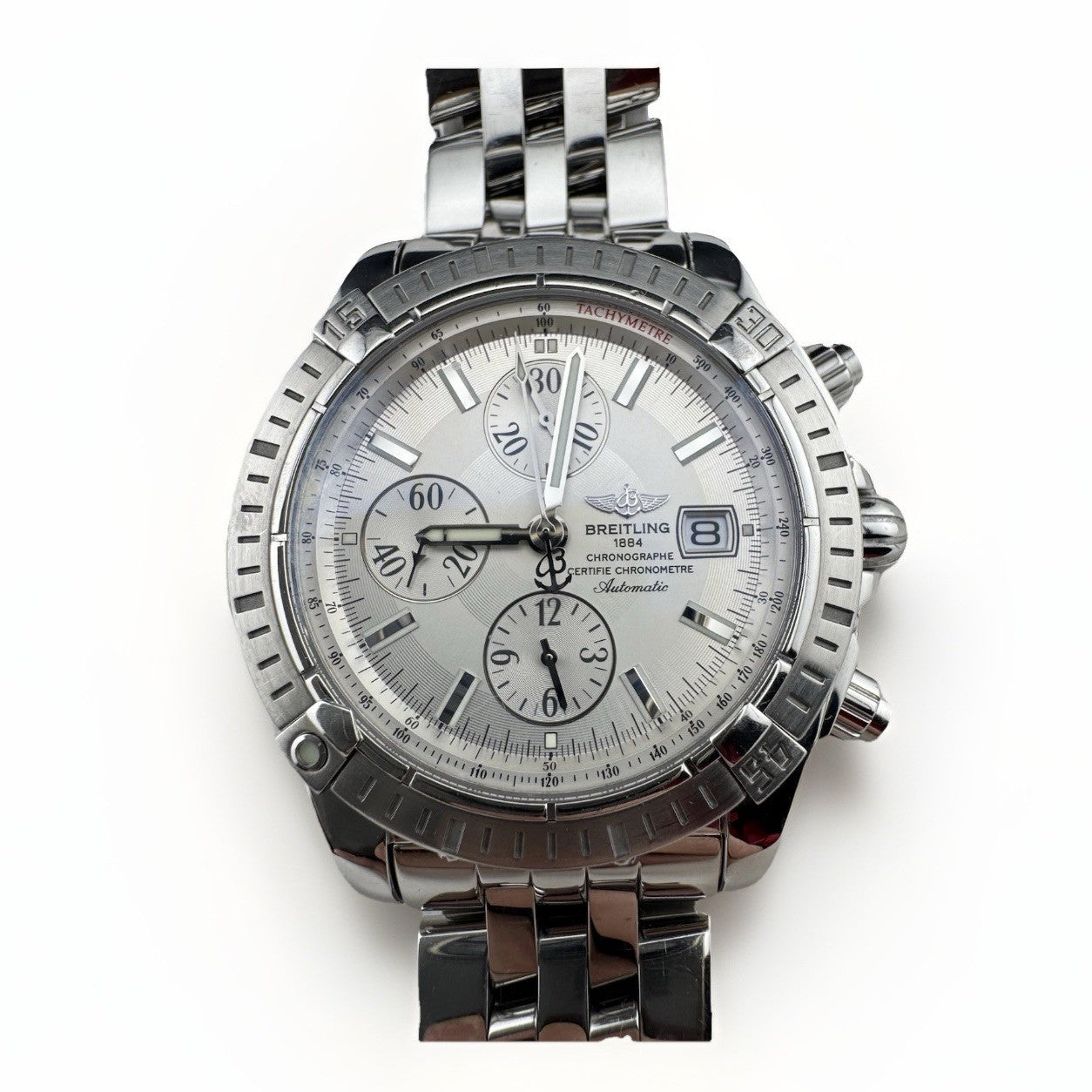 Breitling Chronomat Evolution A13356 Reloj automático para hombre con esfera plateada de 44 mm