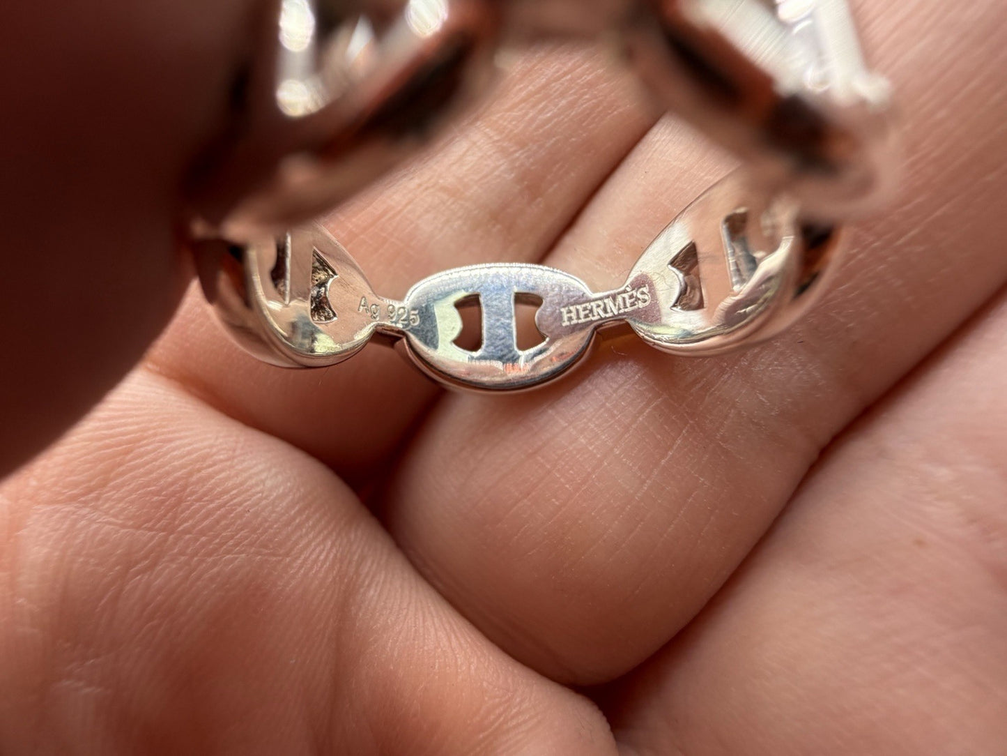 Hermès Chaîne d’Ancre Enchaînée Ring PM Sterling Silver 925 Size 54 5.8 Grams