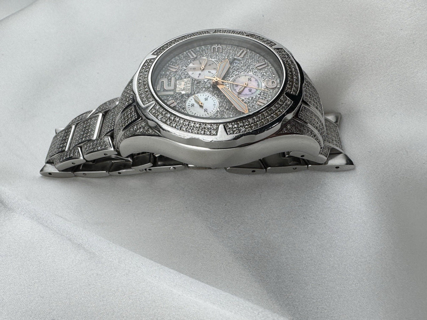 IceLink Aqua Terra 1414 Chronograph 7.00ct Diamond Watch Iced Out Silver 45mm