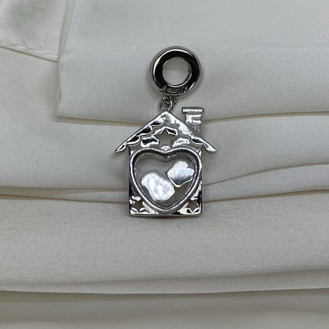 Sterling Silver 925 Enamel Christmas Santa Present Heart House Dangle Charm
