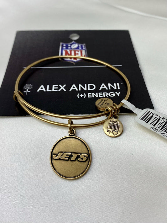 Pulsera tipo brazalete Alex and Ani New York Jets NFL Logo Rafaelian Gold Charm