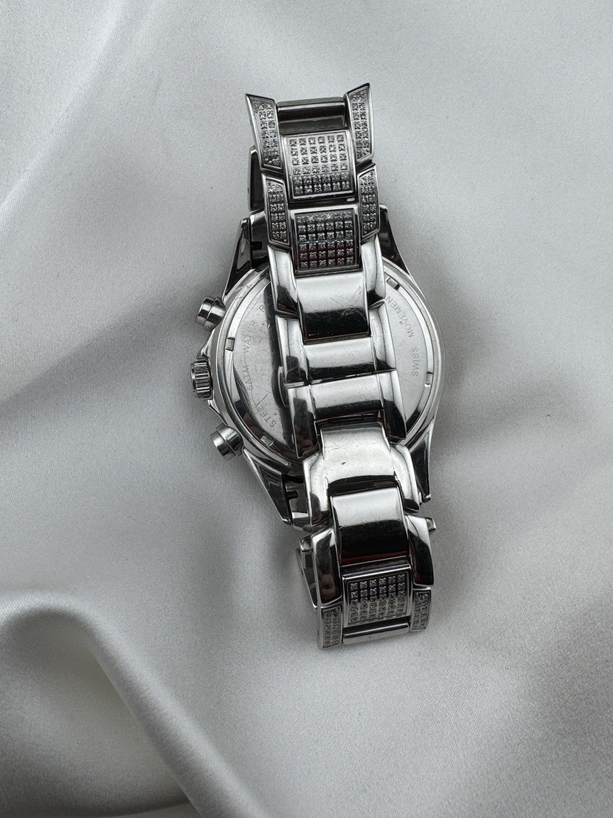 IceLink Aqua Terra 1414 Chronograph 7.00ct Diamond Watch Iced Out Silver 45mm