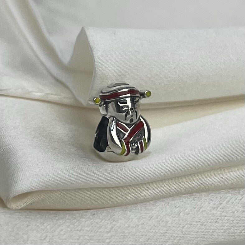 Sterling Silver 925 European Enamel Anime Kawaii Emperor Character Charm