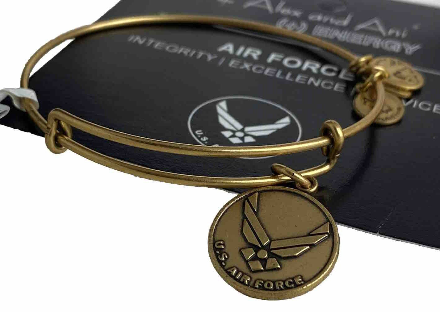 Alex and Ani US Air Force Rafaelian Gold Charm Bangle Bracelet Service