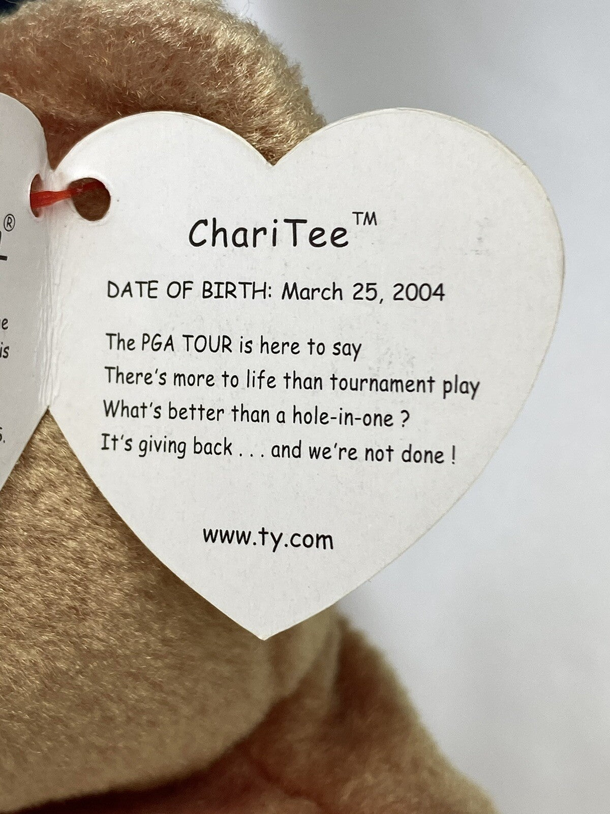 Ty Beanie Baby ChariTee The Bear Golf Plush 2004 with Tag Protector