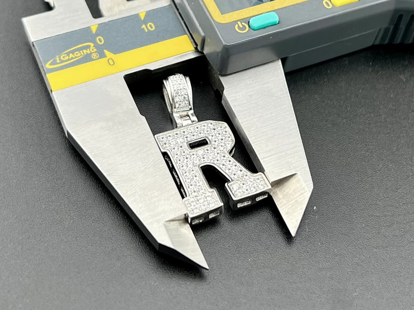 Sterling Silver 925 CZ Charm Capital Alphabet Letter R Pendant 29.62x15.92mm