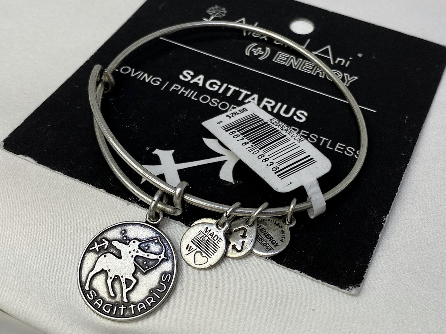 Alex And Ani Sagittarius Zodiac Charm Bangle Rafaelian Silver Wire Bracelet