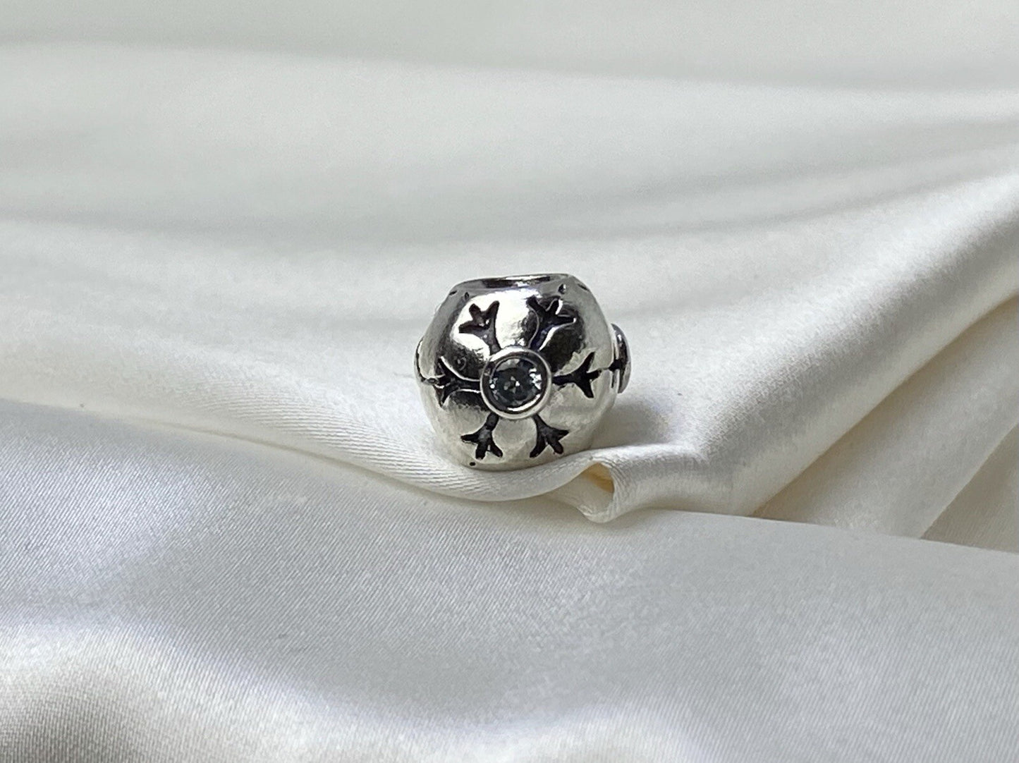 Pandora ALE Sterling Silver 925 9mm Snowflake European Charm Aqua Cz Retired