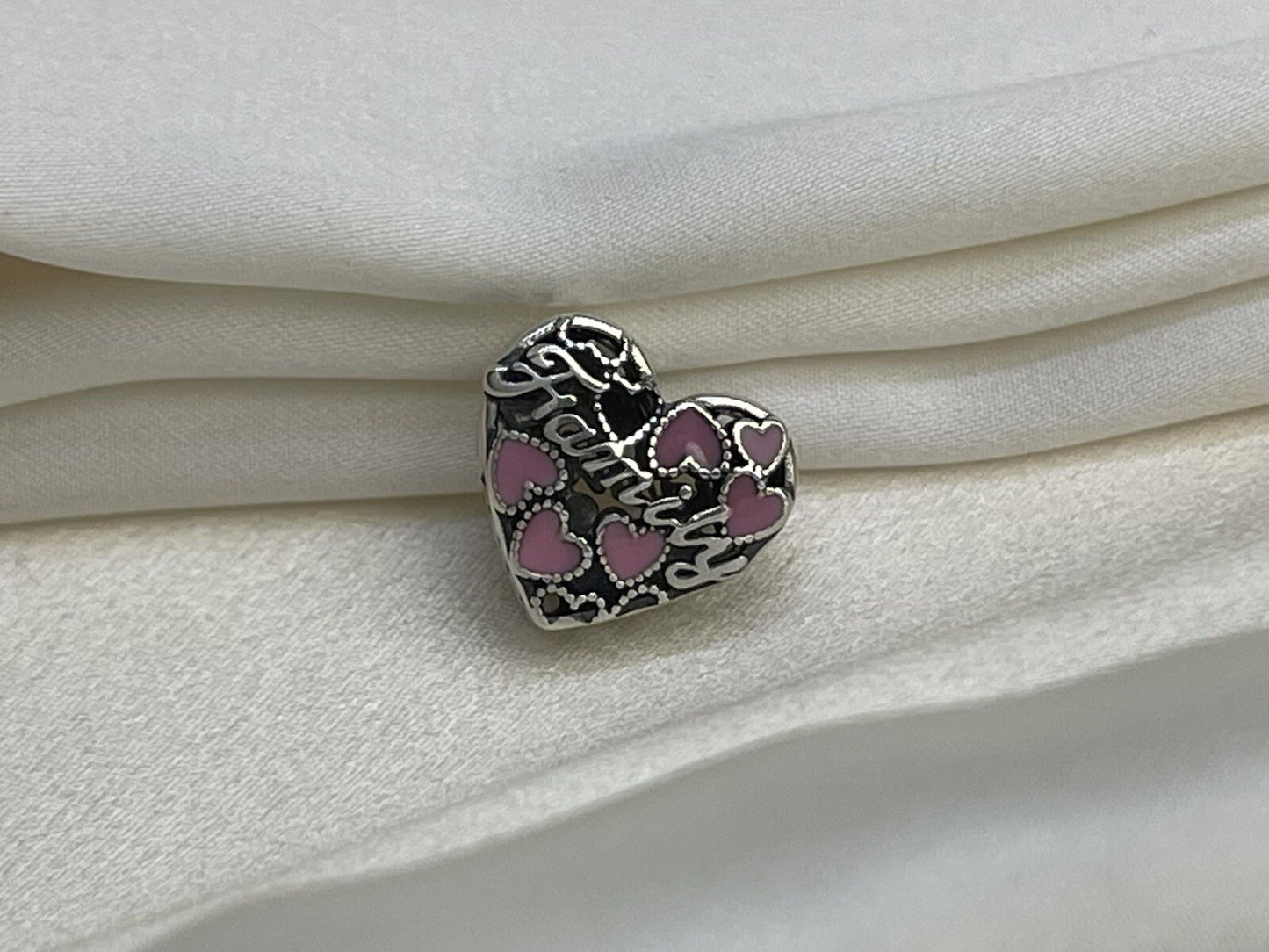 Sterling Silver 925 Love Red & Pink Color Changing Enamel Hearts Family Necklace