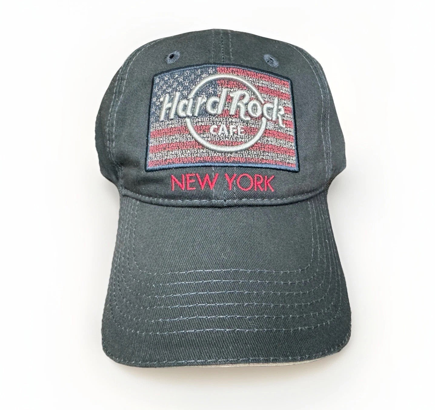 Hard Rock Casino Hat Cap Snap Back Navy Blue USA Flag Patch Embroidered Mens