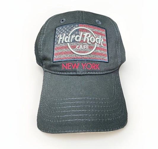 Hard Rock Casino Hat Cap Snap Back Navy Blue USA Flag Patch Embroidered Mens