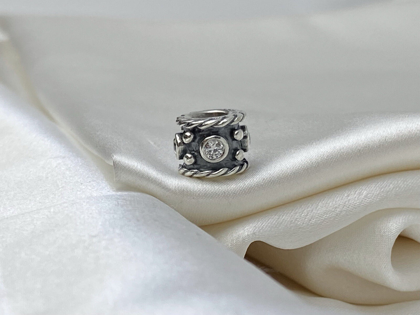 Pandora ALE Sterling Silver 925 4 Cz Cubic Zirconia 7.6mm European Charm Rare