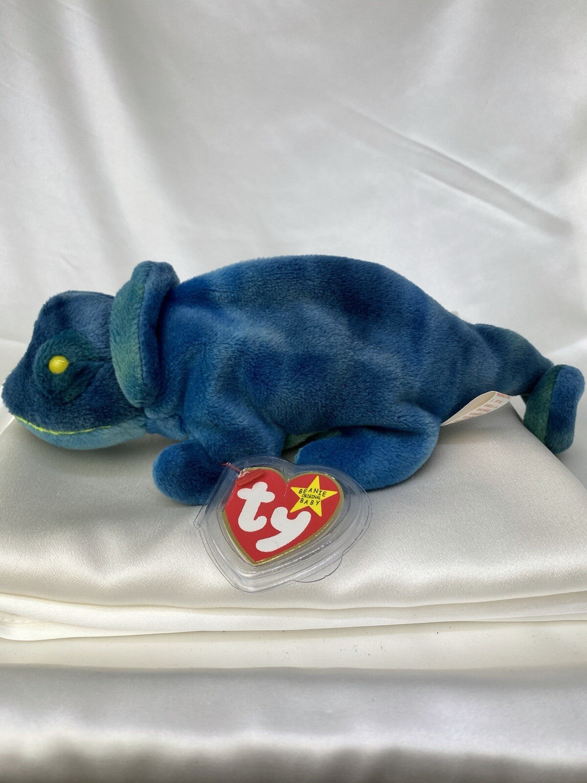 Rare Retired Ty Beanie Baby Rainbow The Chameleon 1997 Mint P.E. Numerous Errors
