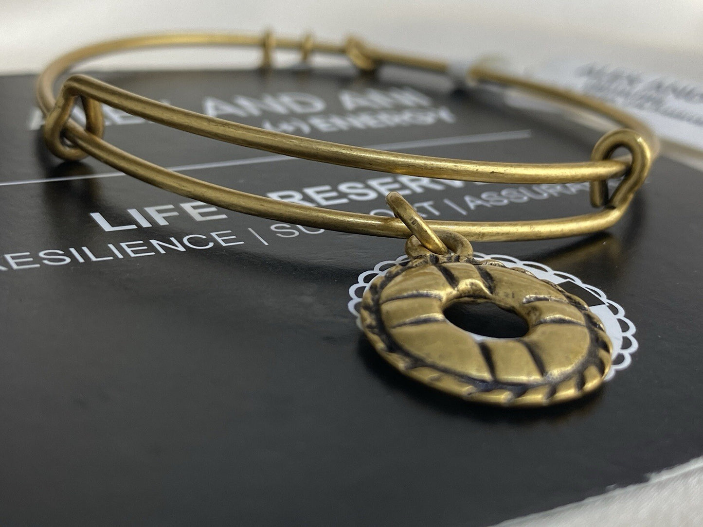 Alex and Ani Life Preserver Rafaelian Gold Charm Bangle Adjustable Bracelet