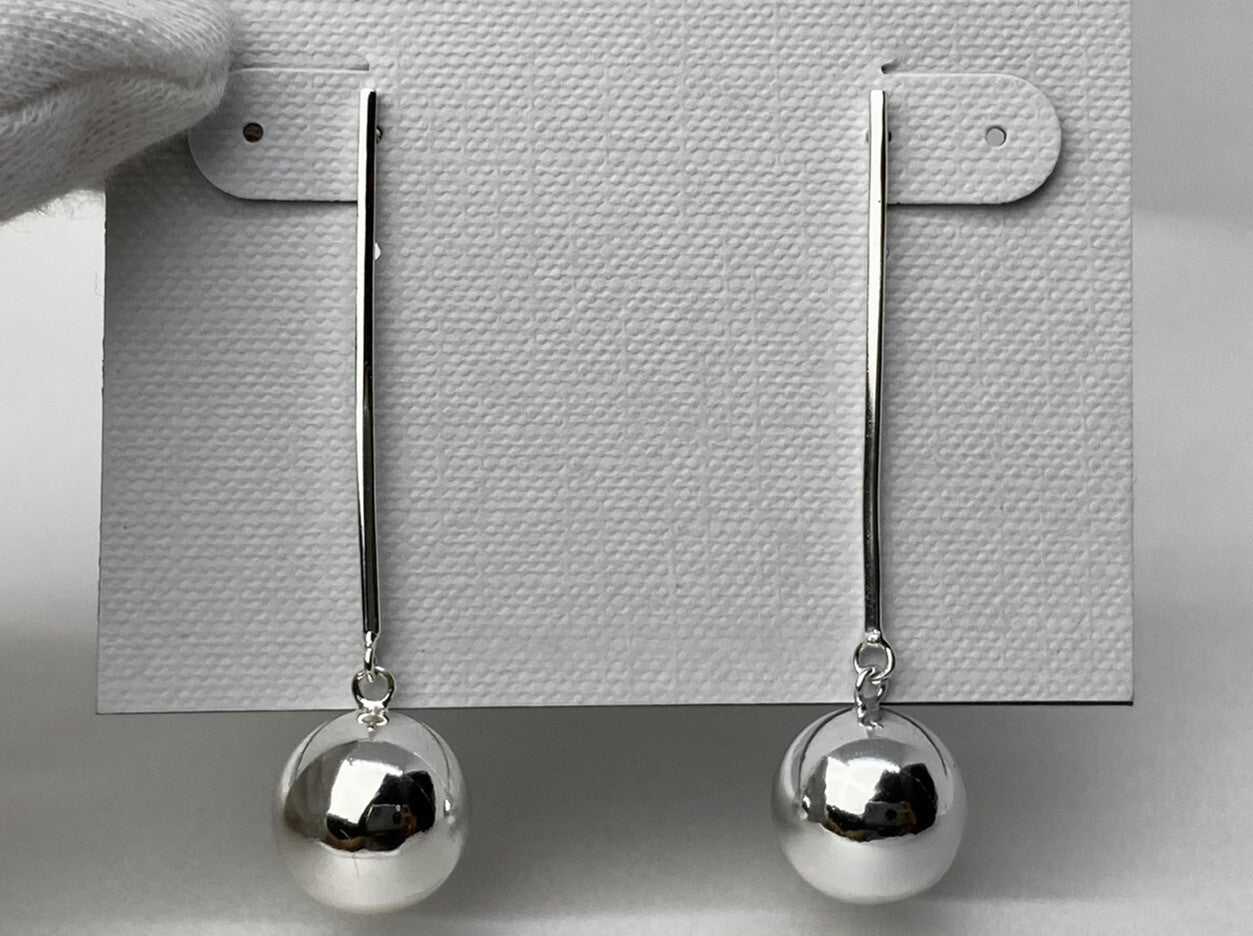 Argento Vivo Fine Sterling Silver 925 2in Dangling 12mm Ball Bead Earrings 6 G