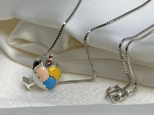 Colgante de plata de ley 925 esmaltado en rosa, amarillo y azul con forma de helado