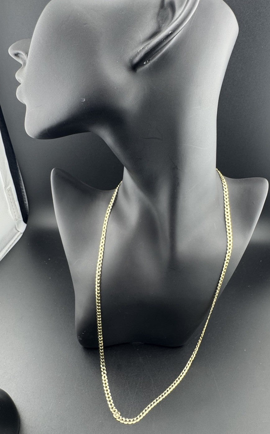 14K Yellow Gold Curb Link Chain Necklace 22in 3.25mm 6.8 Grams Luxury