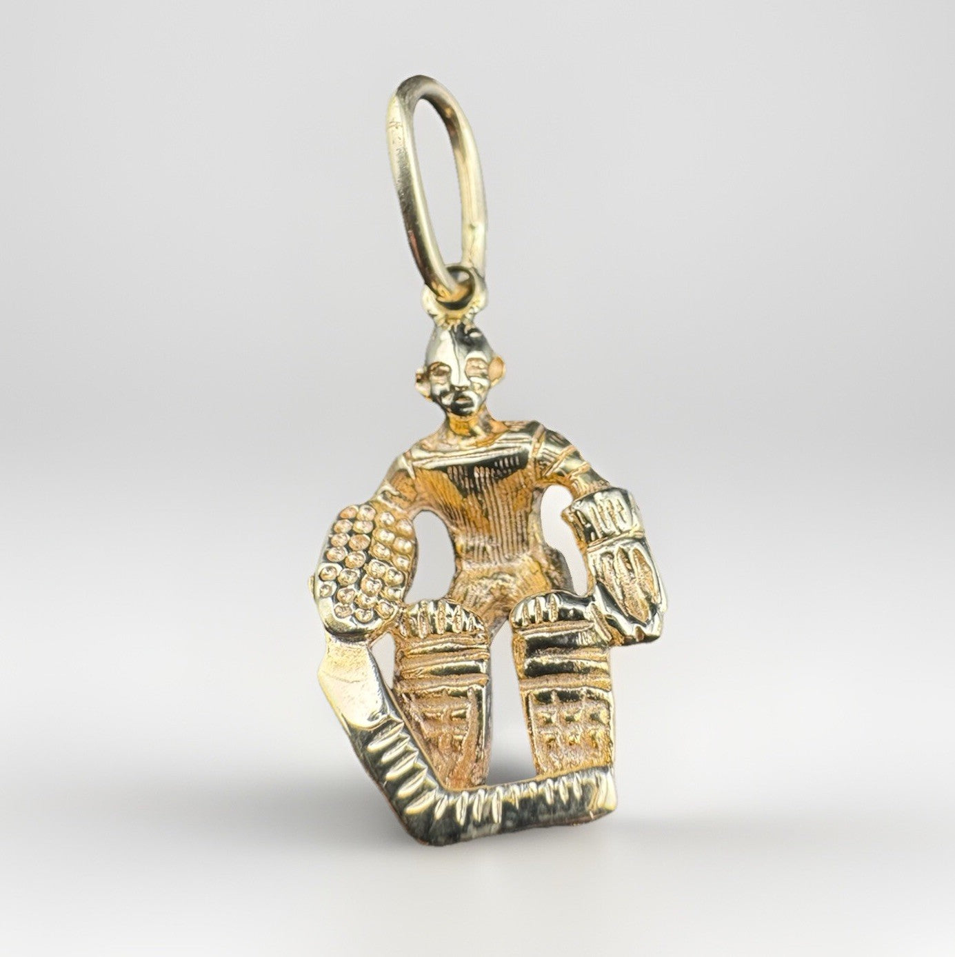 14K Solid Gold Hockey Player Charm Pendant 4.4 Grams 23x14mm Stick Sports Gift