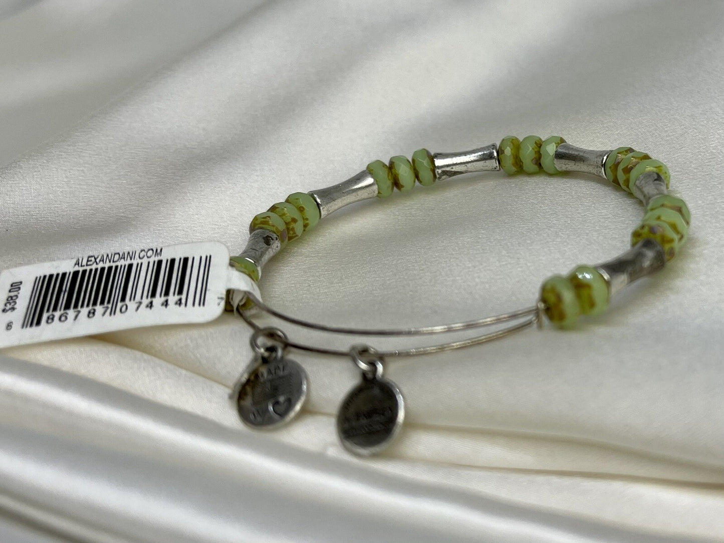 Alex and Ani Green Glade Mantis Rafaelian Silver Wrap Bangle Bracelet