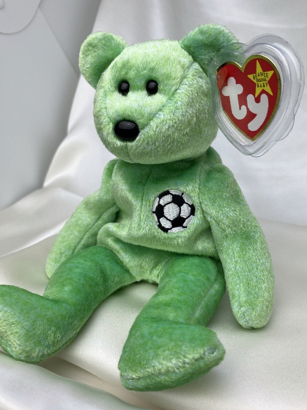 Rare Retired Ty Beanie Baby Kicks The Bear 1998-1999 P.E.Ultra Rare Tag W Errors